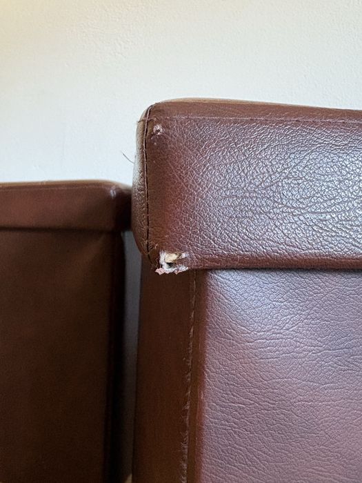 3szt. pufa skladana brazowa skórzana pojemnik