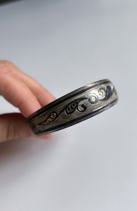 Srebrna bransoletka radziecka vintage próby 875 z czernieniem