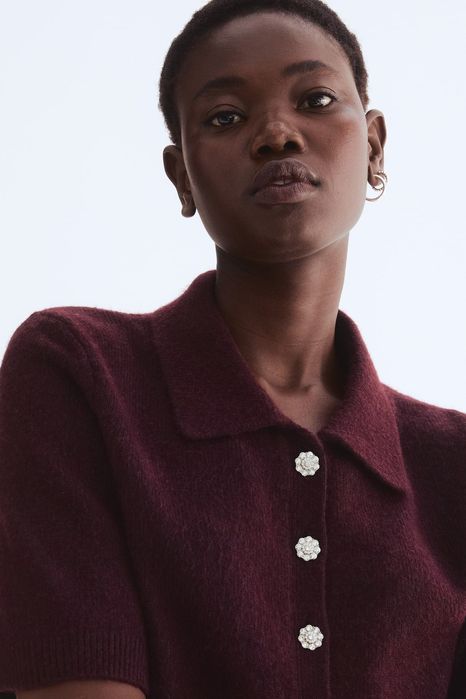 Kardigan M nowa kolekcja burgund wełna PROMOCJA