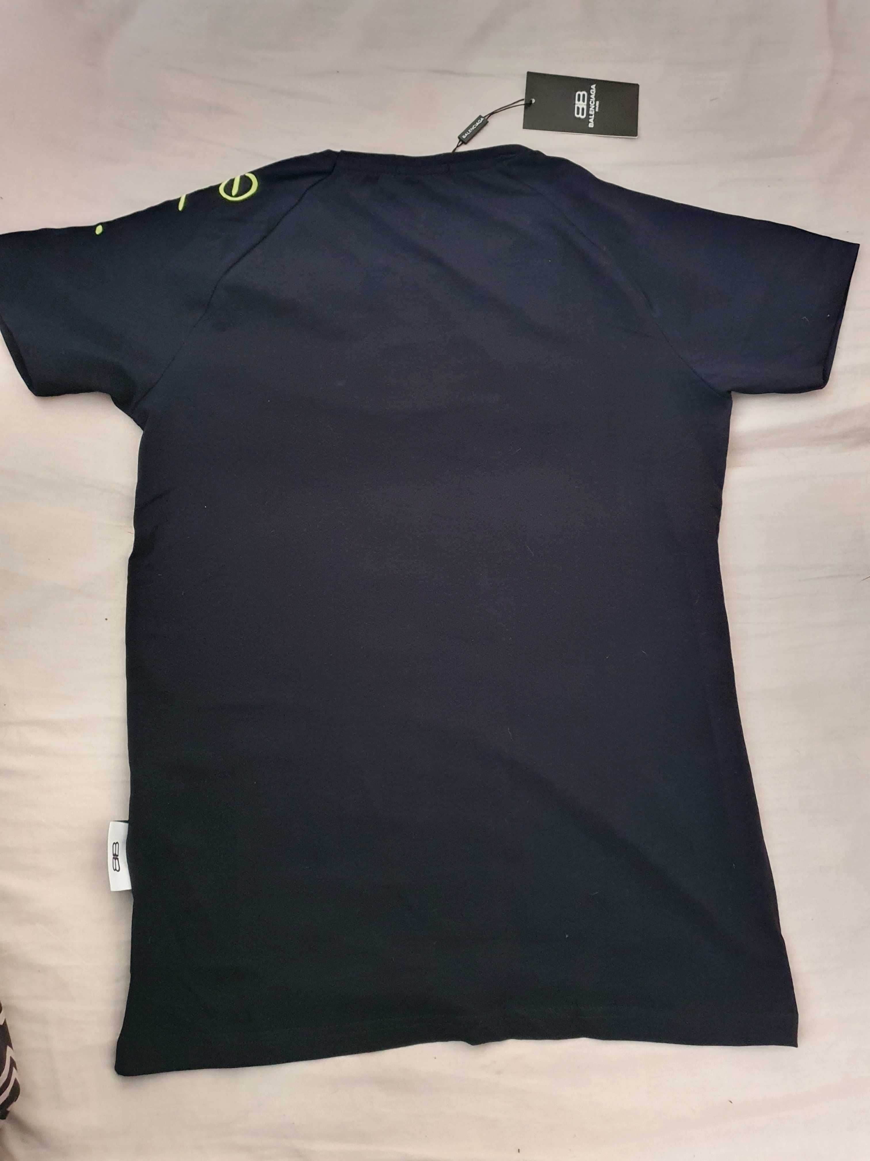 NOWA męska koszulka Balenciaga t-shirt BB neon logo petarda L