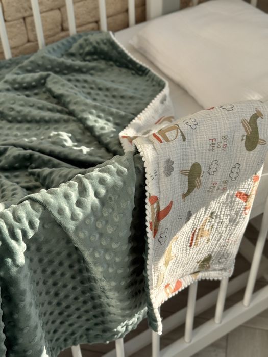 Теплий Плюшевий мусліновий пледик