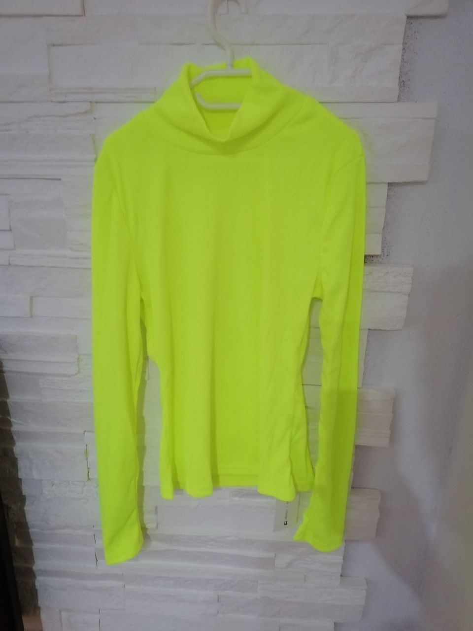 Neonowy żółty zielony golf prążek sml nowy