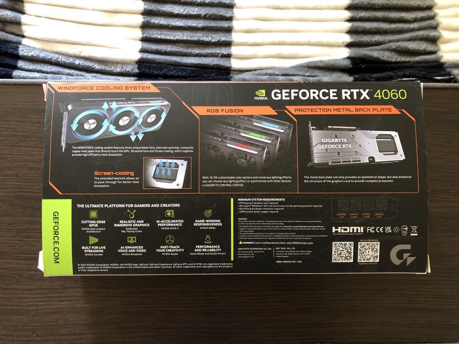 Видеокарта Gygabite 4060 gaming OC 8GB - отличное состояние!