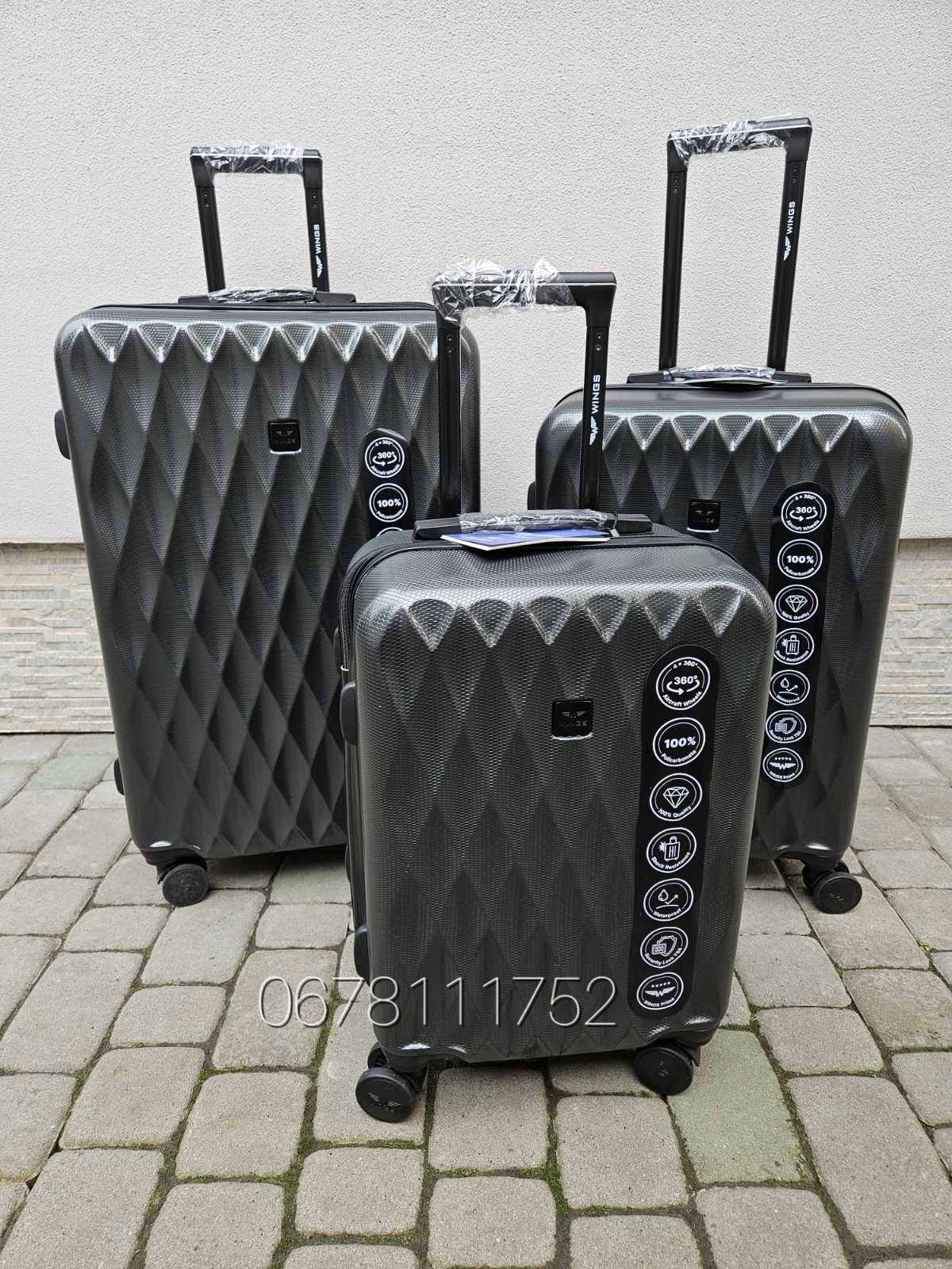WINGS PC190 Польща комплект S/M/L валізи чемоданы сумки на колесах
