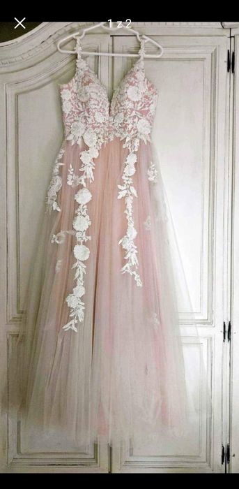 Suknia ślubna pudrowy róż 36r.
