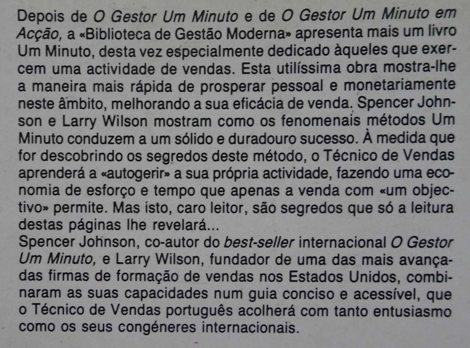 O Técnico de Vendas (Um Minuto) de Spencer Johnson e Latrry Wilson