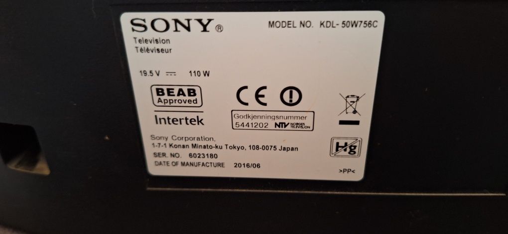 Sony Bravia KDL-50W756C - USZKODZONY