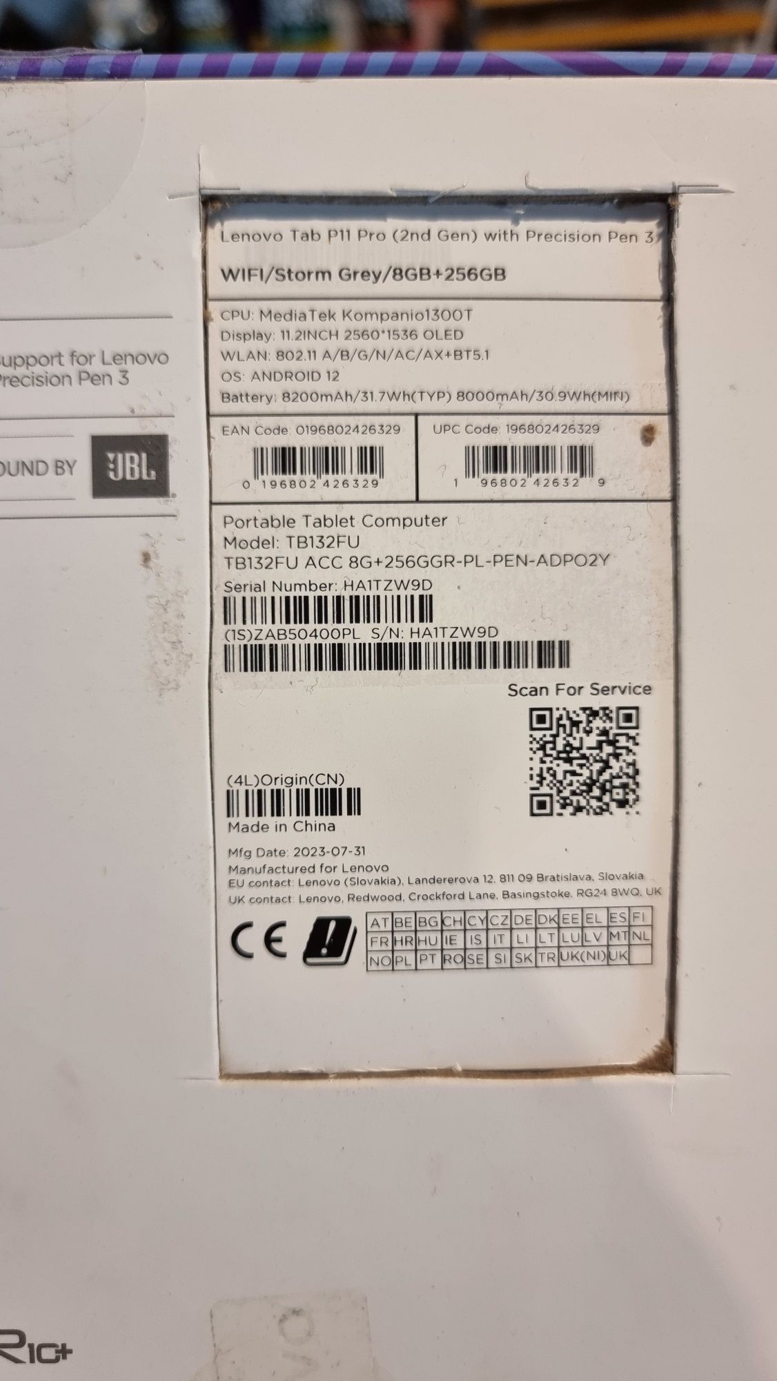 Tablet Lenovo Tab P11 Pro Gen. 2 8GB/256GB ekran OLED 120hz 2,5k JBL