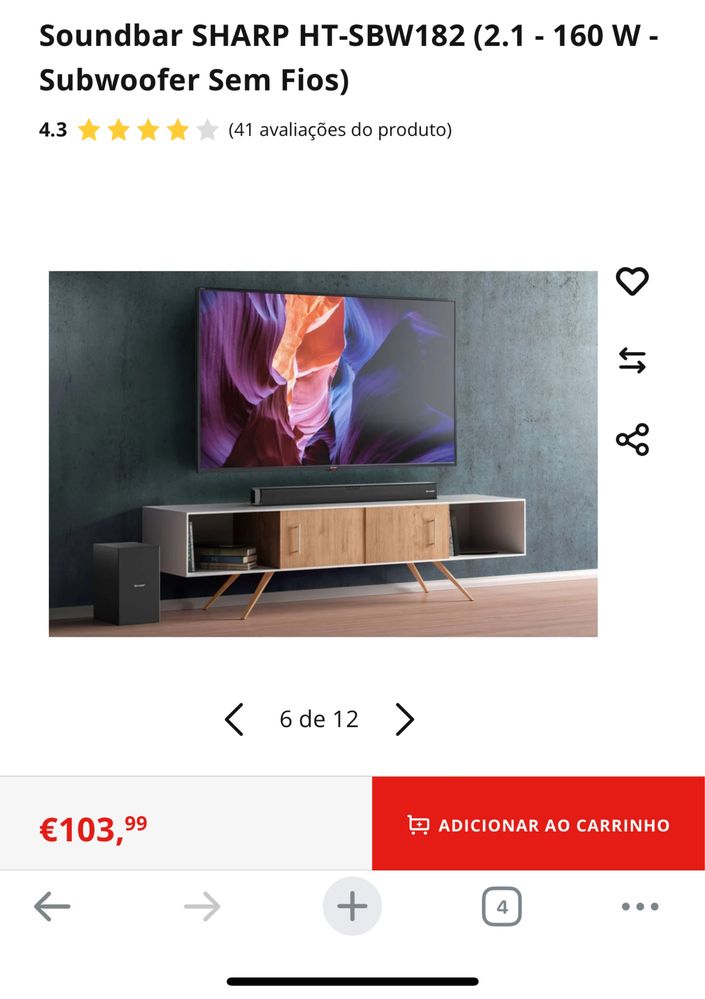 Soundbar + Subwoofer Home SHARP : HT-SBW182