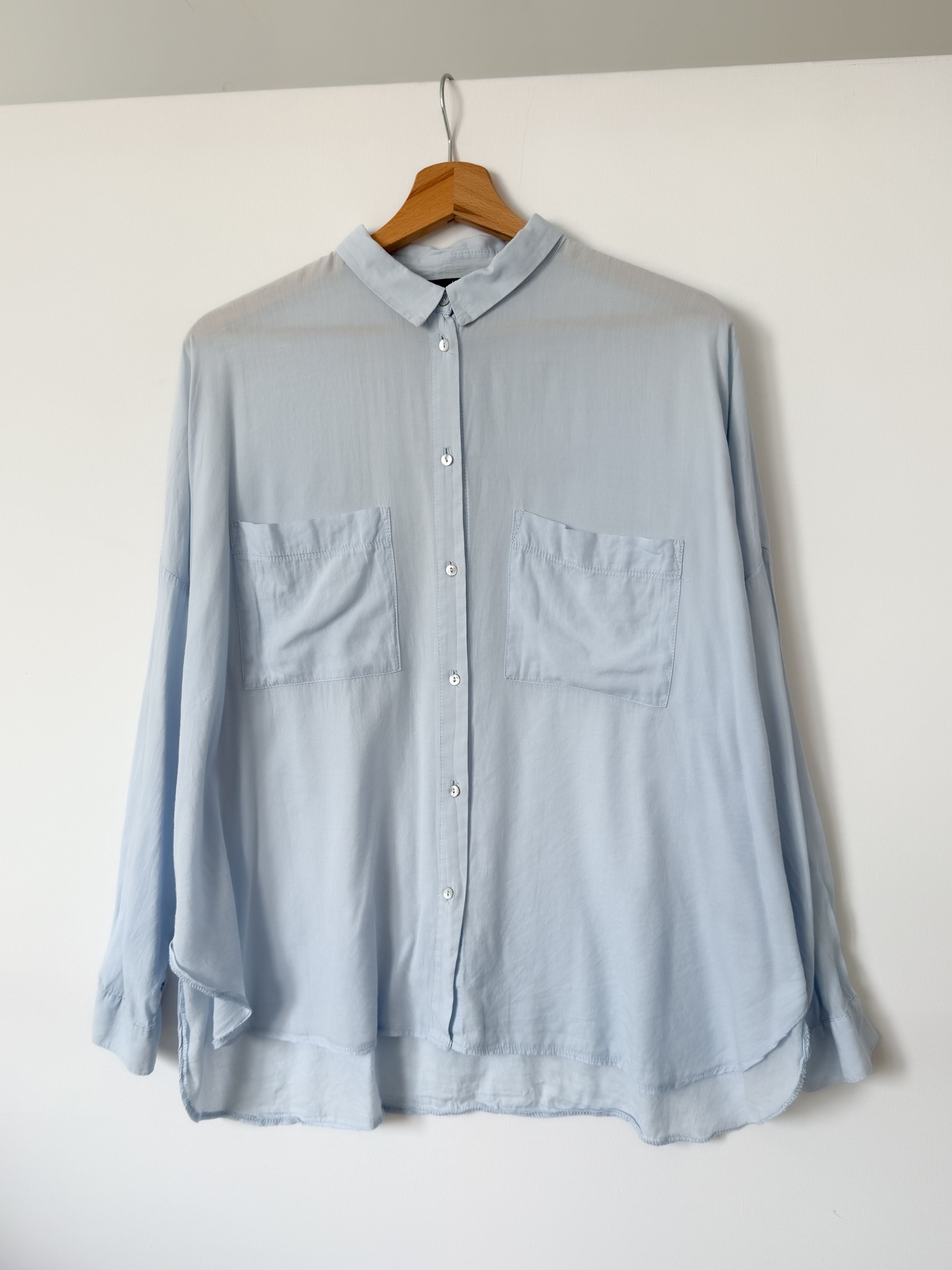 Błękitna koszula oversize H&M bawełniana cienka wiosenna lekka 38 M