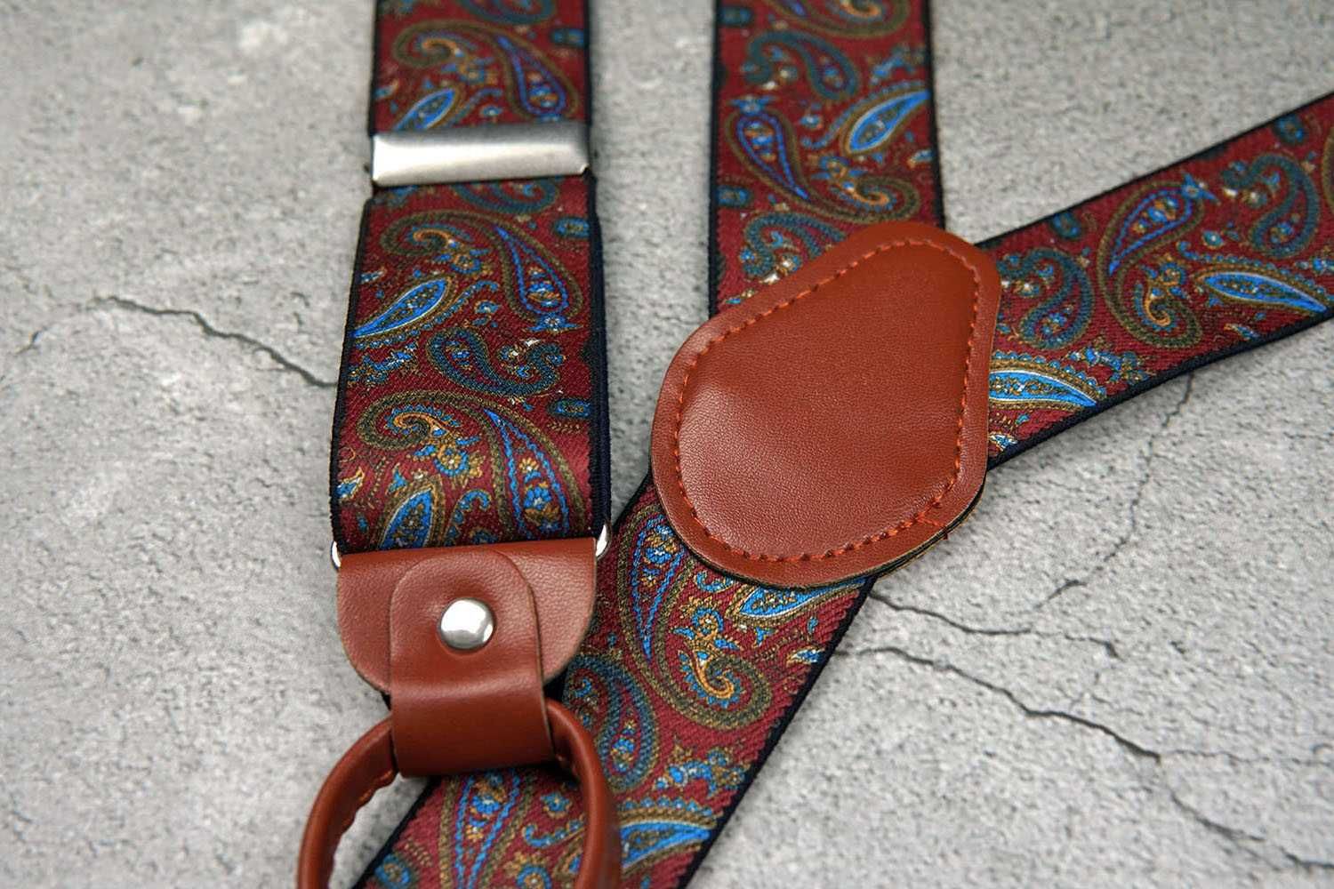SZELKI DO SPODNI na guziki paisley bordowe suitsupply PEAKY BLINDERS