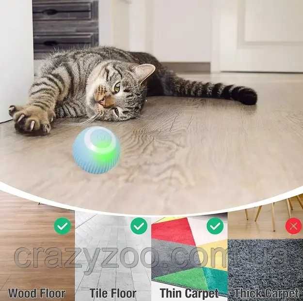 Саморухлива  інтерактивна смарт іграшка м'ячик для котів і собак