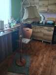 Lampa vintage drewno + złoto