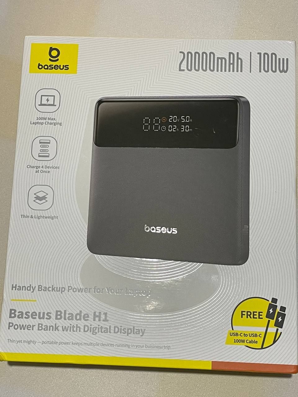 Павербанк Baseus 20000 mAh 100W для ноутбука та телефону
