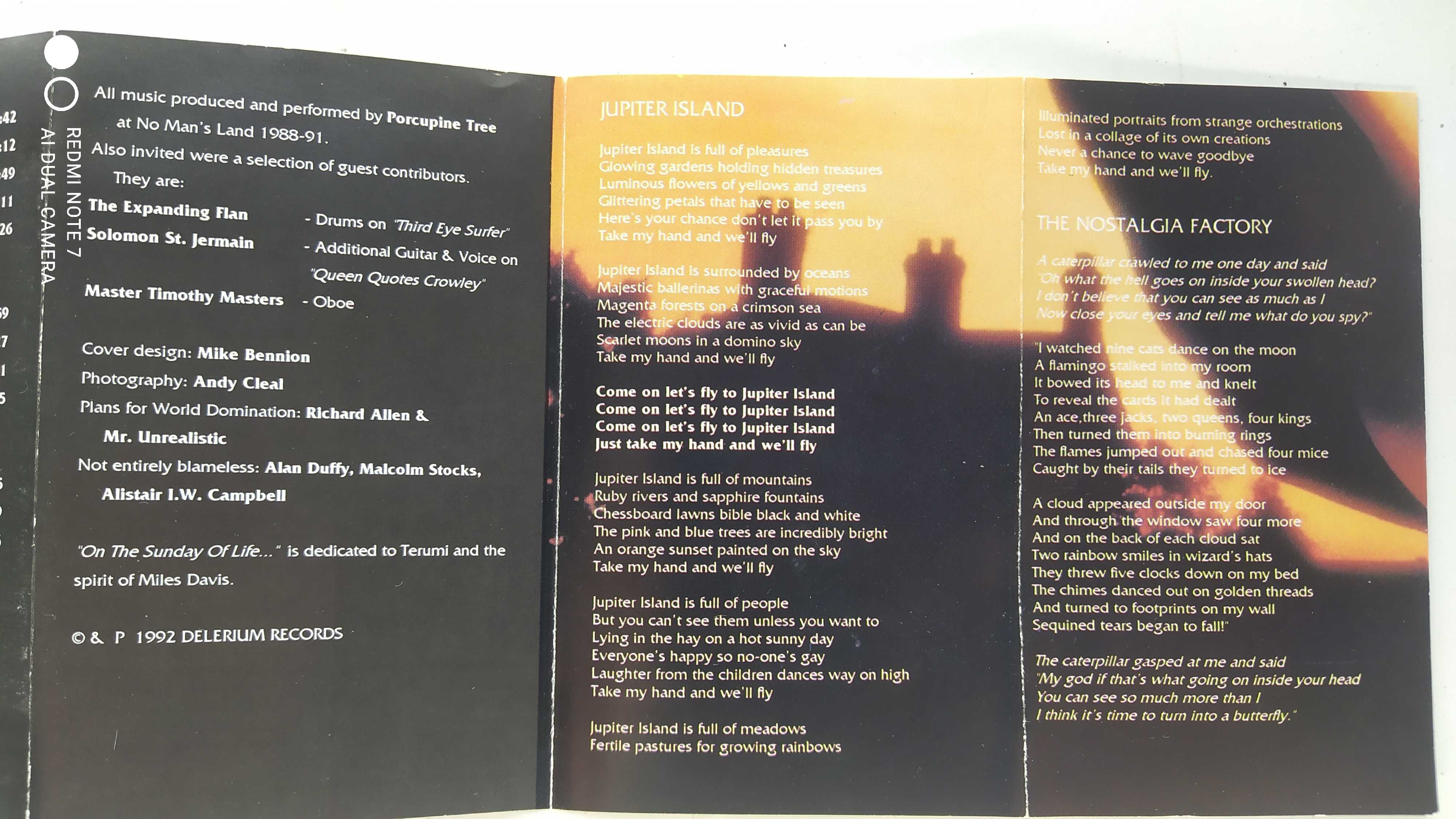 Porcupine Tree On The Sunday Of Life kaseta 	Prog Rock Music PRM 037