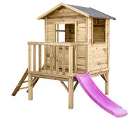 Domek zabaw drewniany ogrodowy dla dzieci Karol z podestem i ślizgiem