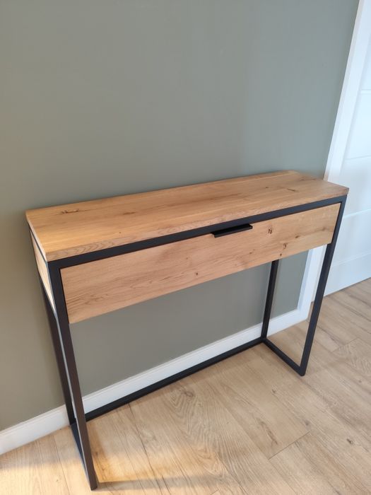 Loft konsola toaletka dębowa, Dostępna Od Ręki, konsola z szufladą