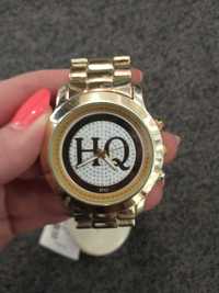 Nowy zegarek damski na bransolecie złoty cyrkonie bogaty na prezent