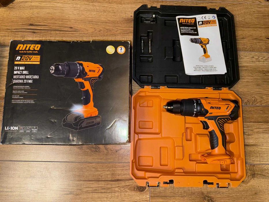 Akumulatorowa wiertarko-wkrętarka udarowa Niteo 20 V Max, 20 V, 45 Nm