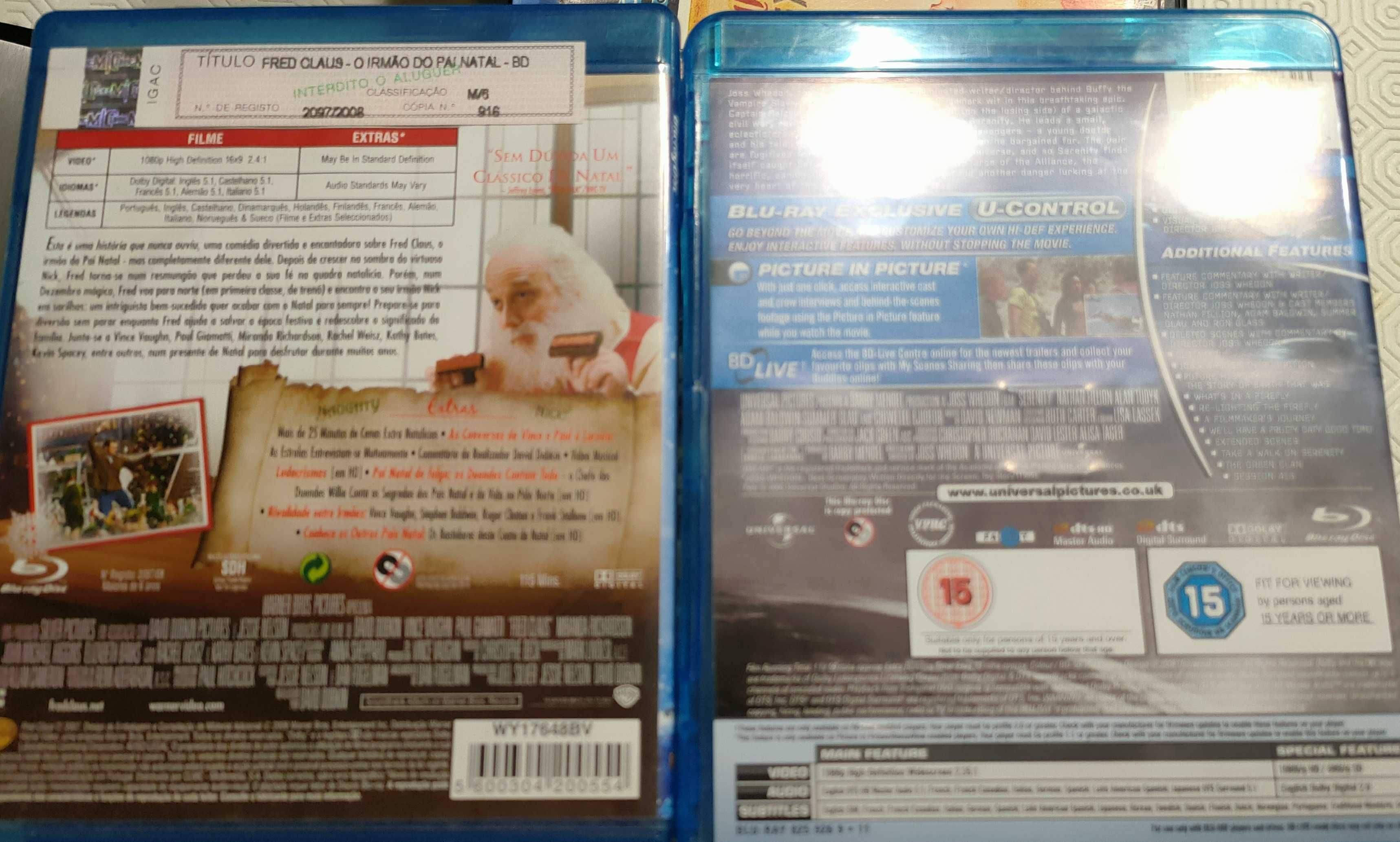 Blu-rays Serenity e Fred Claus