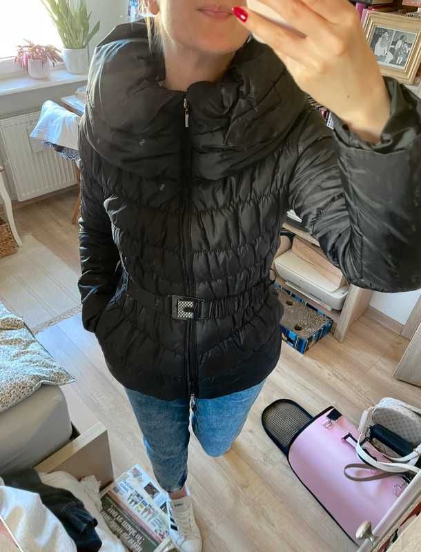 Czarna kurtka puchowa przejściowa wiosna/jesień M black puffer jacket