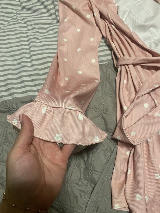 Нічна сорочка і халат комплект для дому ночнушка піжама