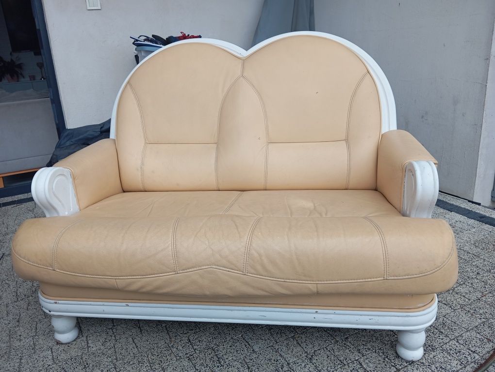 Skórzana ,dębowa sofa "dwójka"
