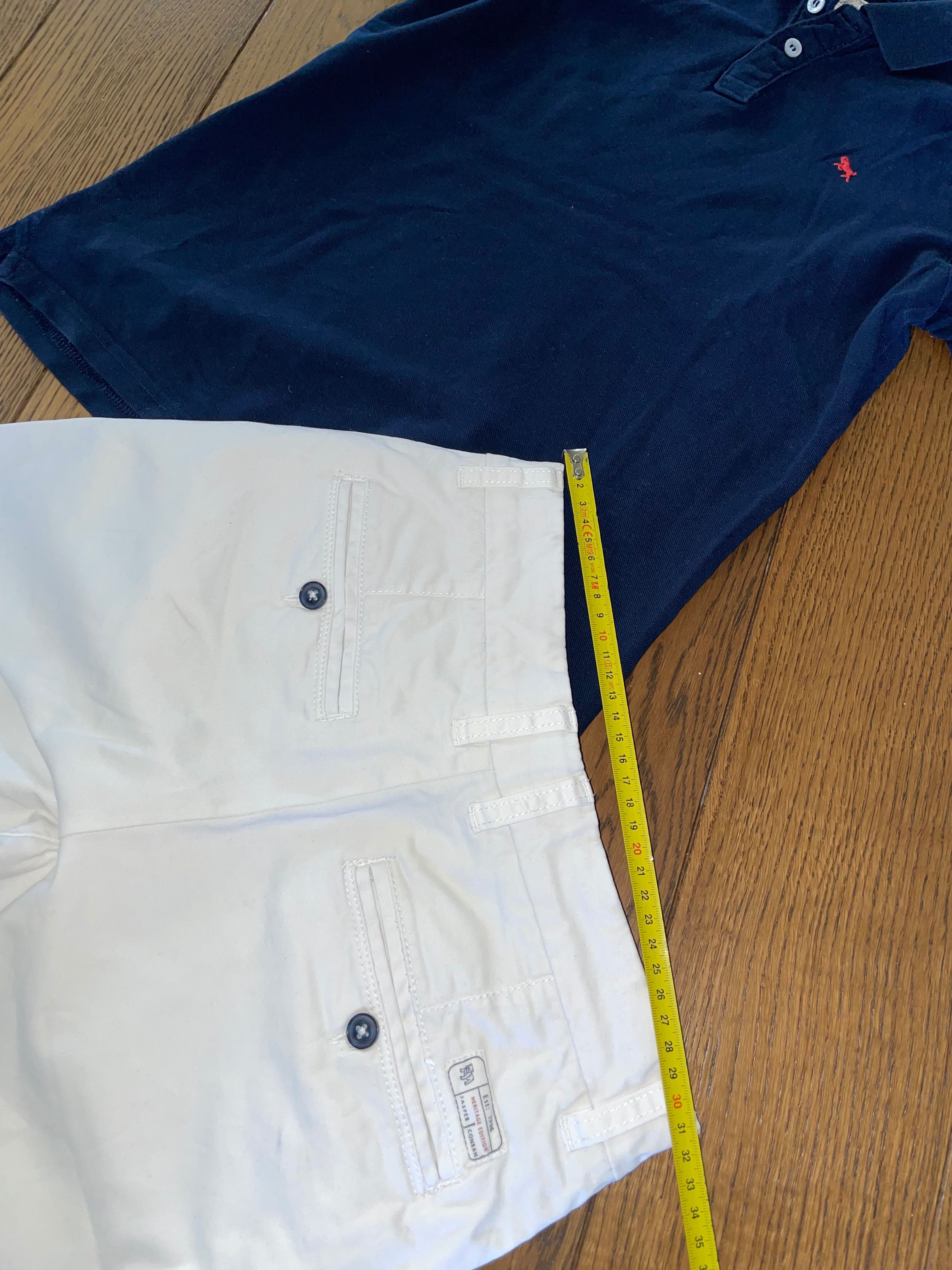 Zestaw białe szorty krótkie spodenki polówka koszulka Polo