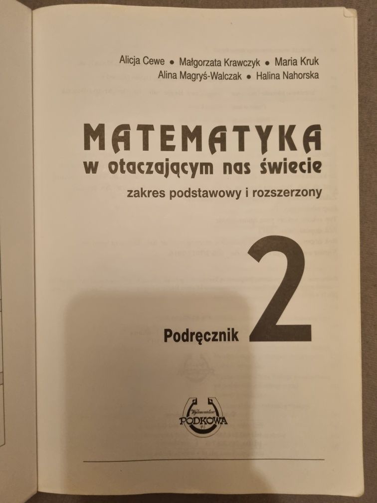 Matematyka w otaczającym nas świecie 2, Zakres podstawowy Alicja Cewe