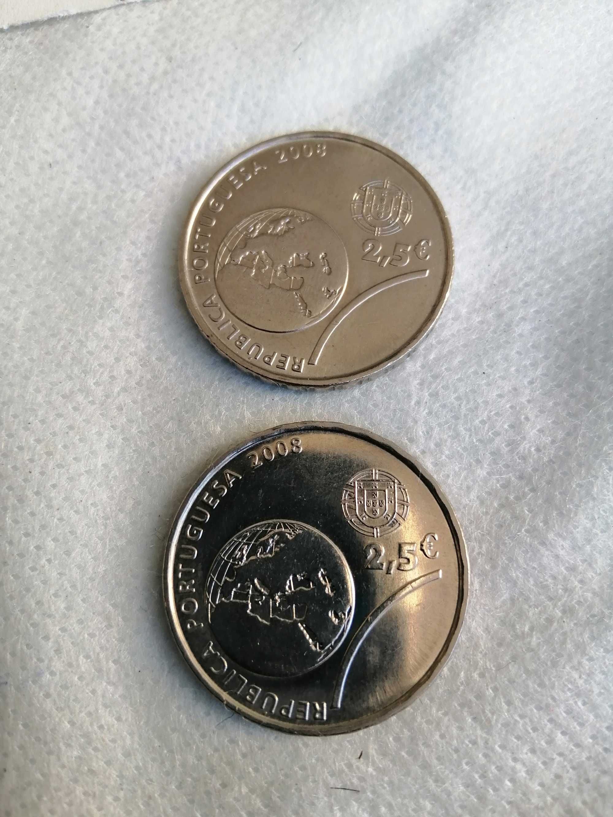 2 moedas de 2,50 euros dos Jogos Olímpicos de Pequim de 2008