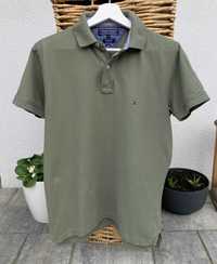 Koszulka polo Tommy Hilfiger zielona oliwkowa khaki bawełna