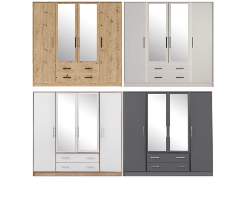 szafa garderoba wysoka duża lustro 200cm kaszmir sonoma Szara Artisan