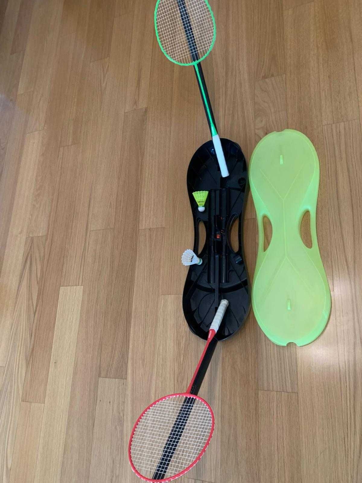 Kit para Badminton - Raquete, Rede c/ Suporte, Volante e Caixa - Novos