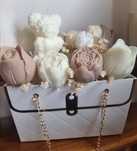 Flower Box elegancka torebka kwiaty z wosku sojowego + miś prezent