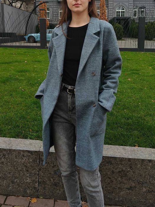 Жіноче сіро-блакитне пальто весна/осінь