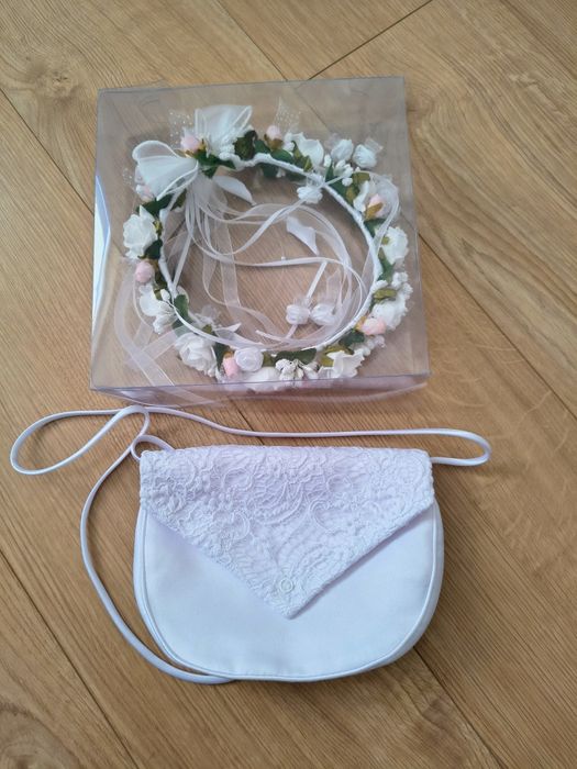 Sukienka komunijna EMMA, bolerko, wianek Stan idealny 146/152