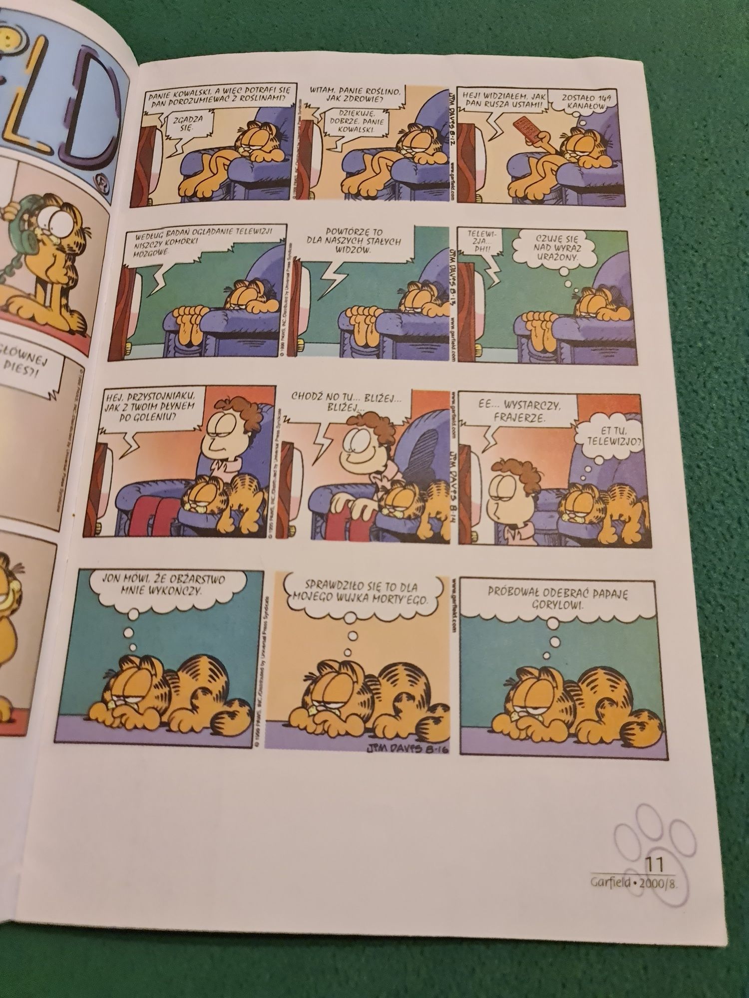 Komiks Garfield nr 8 2000 bez okładki