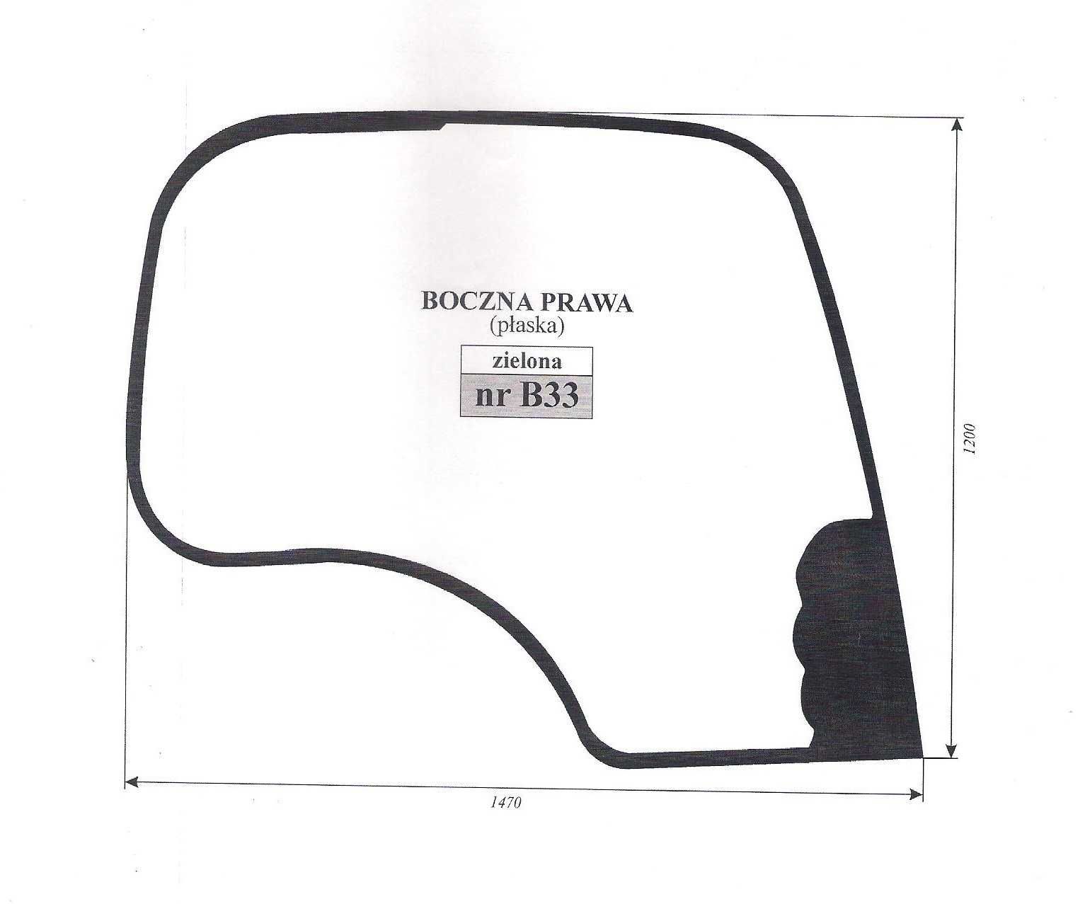 szyba JCB  8025ZTS, 8026CTS  JZ 140,141 - szyba B 33