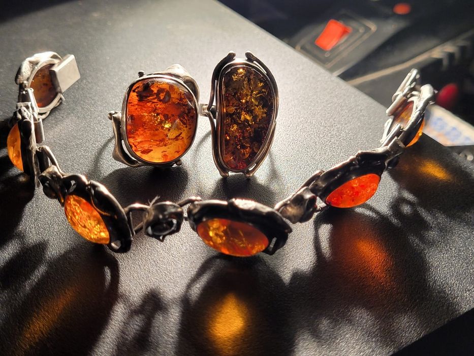 Srebro bursztyn branzoletka