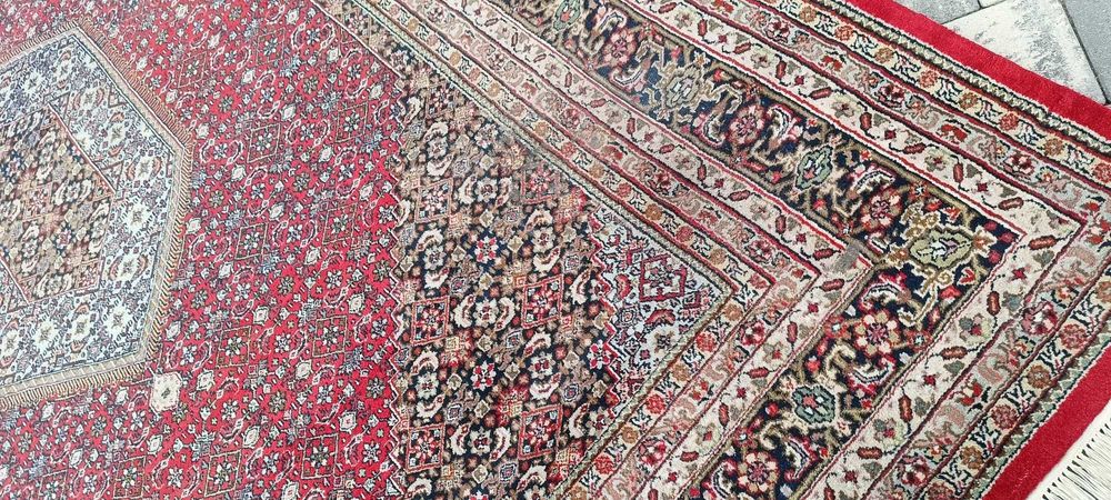 Indo Bidjar ręcznie tkany dywan wełniany 365 x 249 cm piękny wzór duży