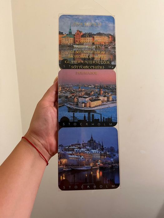 Zestaw podkładek podstawek pod kawę pamiątka Szwecja