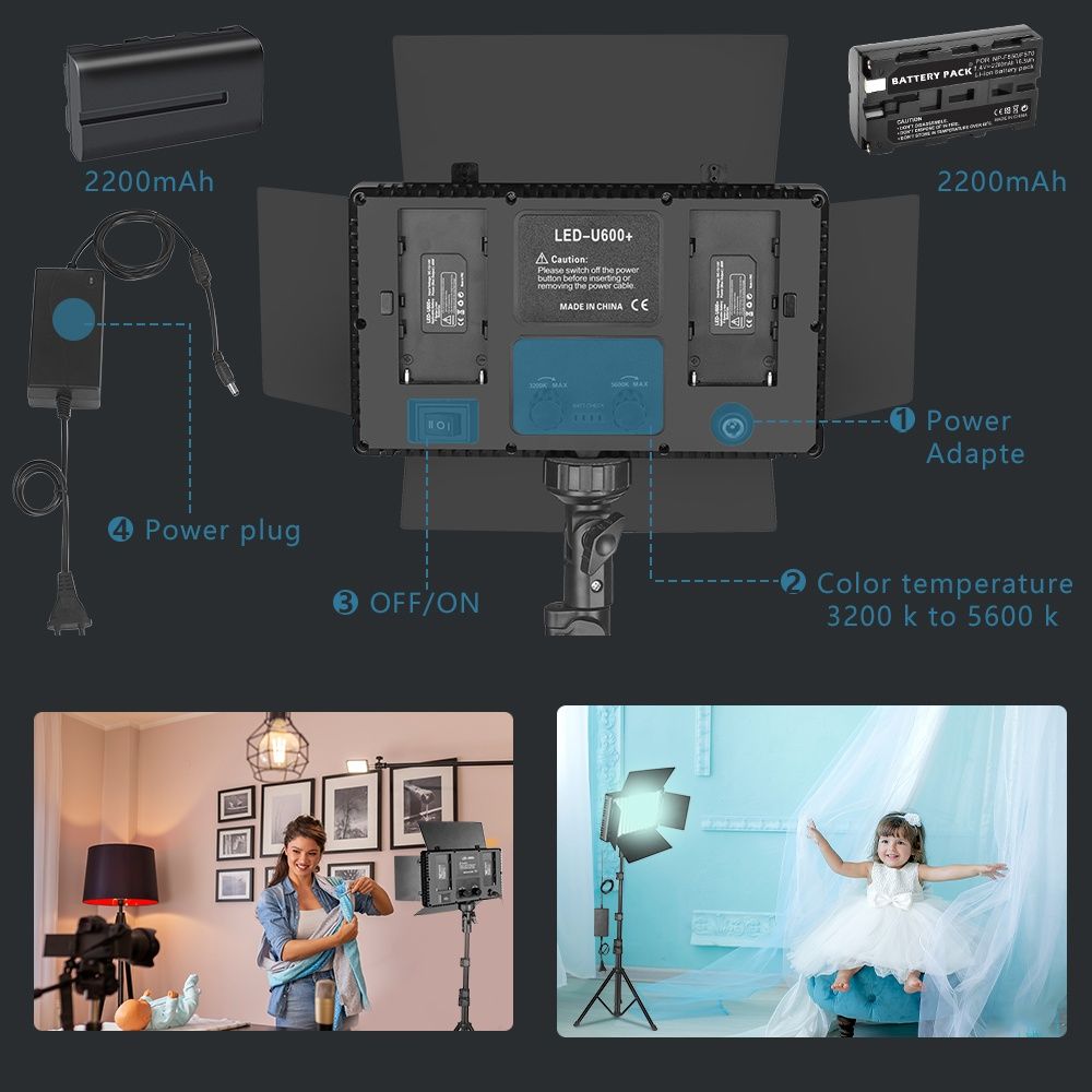 Painel led U600+ 40w potência 4160LM para tik tok e youtube SELADO