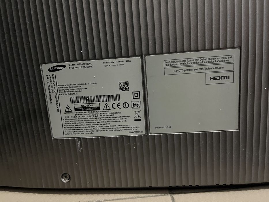 Samsung model: UE55JS9000L
