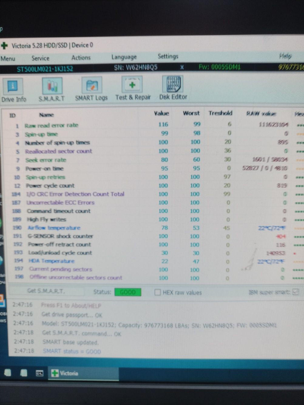 HDD 500GB 2.5" 7200 sata