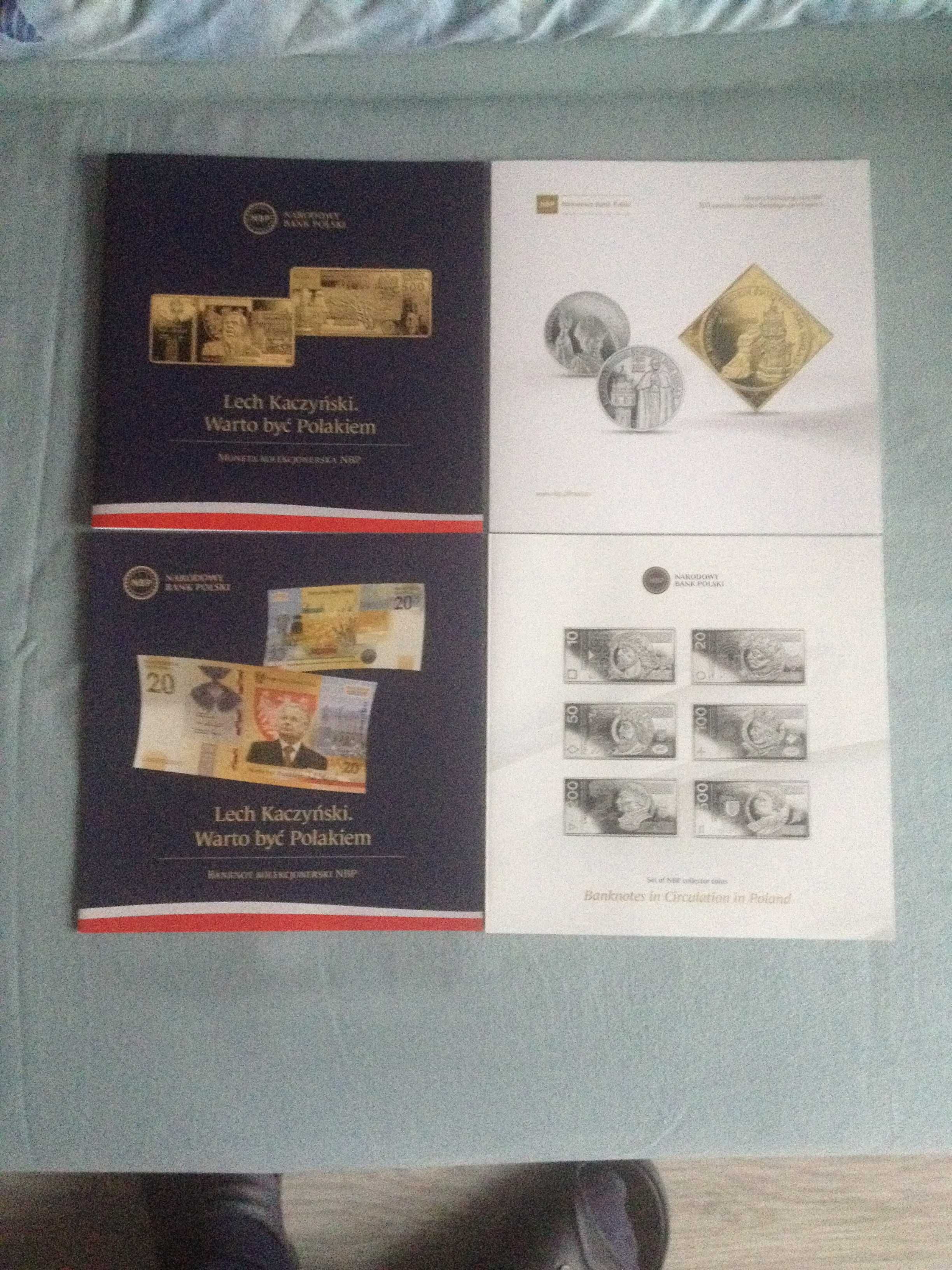 Folder 500 zł Lech Kaczyński 2020 r. J.Polski + 3 foldery gratis