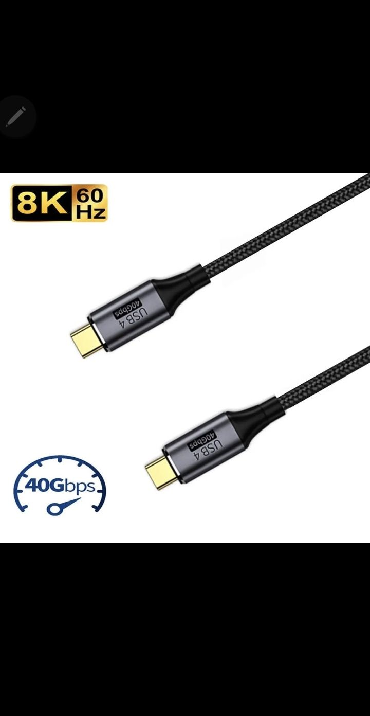 Кабель USB 100 Type-c на Туре-c, 40 Гбит/с
8K, 60 Tu, PD 3/4 BT