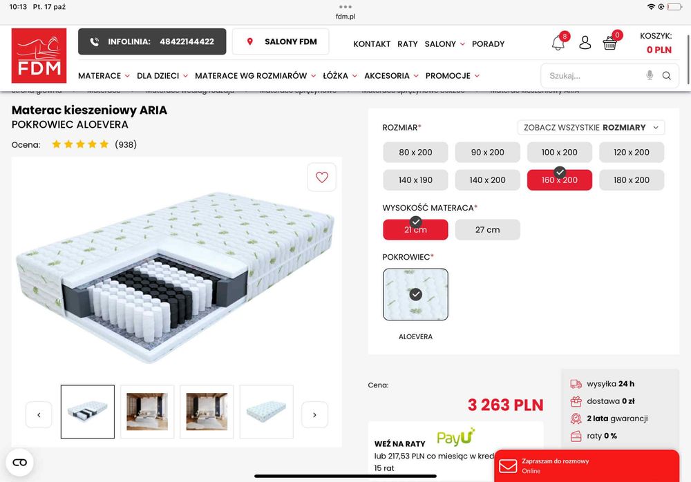 NOWY Materac H3 AloeVera/FDM