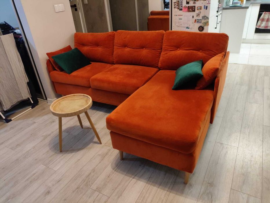 Narożnik - kanapa rozkładany pomarańczow - do NEGOCJACJI