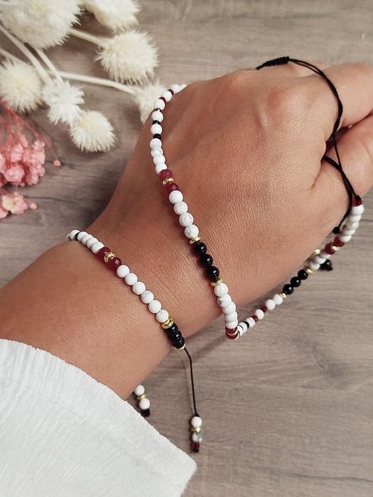 Naszyjnik i bransoletka handmade - Howlit Turmalin Chalcedon Spinel