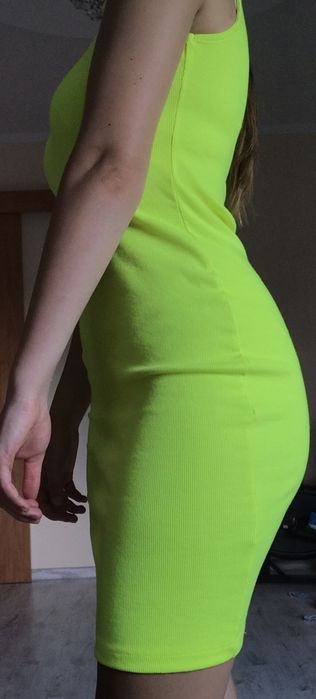 Neonowa sukienka seledynowa dopasowana obcisła rozm. S 36 SINSAY